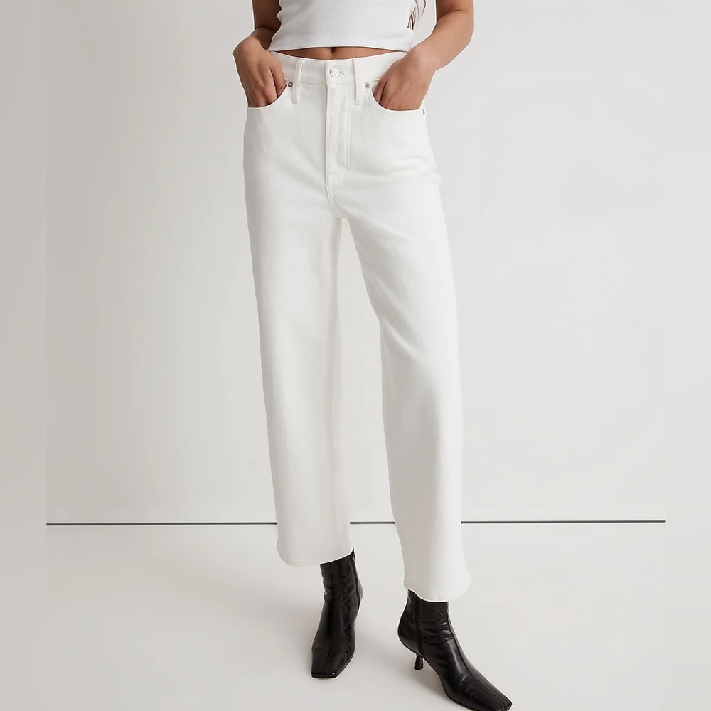 Madewell The Perfect Vintage Wide-Leg Crop Jean in Tile White Size W33 NWT